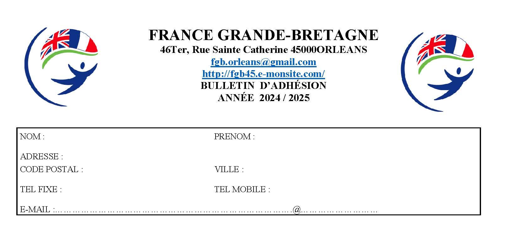 Fgb icone orleans bulletin adhesion 2024 2025